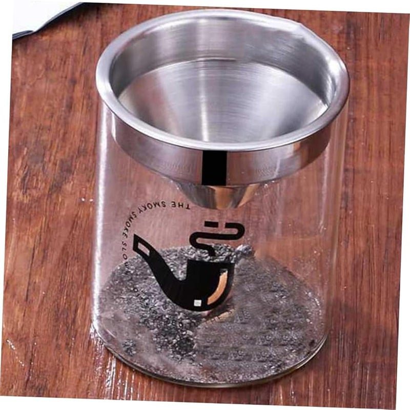 Polished Stainless Steel Funnel Ashtray with Lid Indoor Outdoor Desktop Smoking Accessory - Image 4